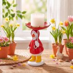 Silly Goose with Raincoat Candle Holder for 3 Wick Candle Jars, Cute Duck Silly Goose with Floral Umbrella Decorative Candlestick Stand for Home Spring Living Room Garden Decor(Red) - Image 5
