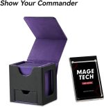 Card Deck Box for MTG Commander - Patented Design, Commander Display, Fits 100 Double-Sleeved Cards, 35pt Card Brick & Dice Tray - Black/Purple - Image 3