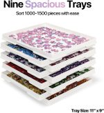 9-Pack Puzzle Sorting Trays with Lid that Doubles as a Puzzle Box Stand – 11" x 9" Stackable Trays for 1000–1500 Piece Jigsaw Puzzles, Great Gift for Adult Puzzle Lovers - Image 4