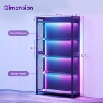 AODK Display Case with Glass Shelves, RGB Light 4-Tier Display Cabinet | Display Shelf with Open Shelf Design & Industrial Metal Mesh, Curio Cabinet for Collectibles, Black Bookcase - Image 3