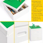 UTEX Buildable Cubby Storage with Baseplate Lid Compatible with Lego | Wooden Building Blocks Organizer, 3 Removable Sorting Compartments, Compact & Portable, Bricks Storage Box, White - Image 6