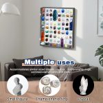 Cinnvoice Rock Display Case 72 Grids,Black Border,Square | Adjustable Acrylic Display Case, Crystal Organizer for Collectible, with Built-in Mirrored, Magnetic Door, Wall Mount - Image 7