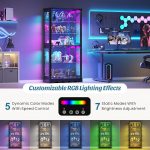 Dystler Display Cabinet with Glass Doors, RGB Lights for Collectibles | 71'' Tall with Adjustable Shelves, Human Sensor LED Lighting Curio Cabinet, Black - Image 4