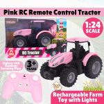 Toyland® 1:24 Scale Pink Remote Control Tractor Toy with Lights & USB Charging - Rechargable Battery Included - Indoor and Outdoor Farm Play Vehicle - Image 3