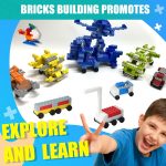 1600 Pieces Building Bricks with 32 Wheel Building Blocks Set, Classic Bulk Blocks Set Creative Toy DIY Cars, Planes, Tanks Compatible with All Major Brands 14 Shape/18 Color - Image 3