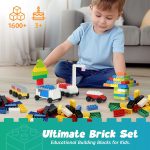 1600 Pieces Building Bricks with 32 Wheel Building Blocks Set, Classic Bulk Blocks Set Creative Toy DIY Cars, Planes, Tanks Compatible with All Major Brands 14 Shape/18 Color - Image 5
