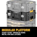 DEWALT Tool Box TSTAK II, 13 In. Flat Top Tool Storage Case, Stackable Organizer Hard Case Portable Toolbox, Heavy Duty, Holds Up To 66 lbs (DWST17807) - Image 6