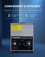 CREWORKS 2L Ultra Sonic Cleaning Machine - 60W 100W Heater Timer | 0.5 gal 40kHz 304 Stainless Steel Ultrasonic Parts Cleaner, Heats 70-175F 30-min Timer for Jewelry Watch Coin Glasses - Image 5