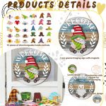 Qunclay Antique Seasonal Interchangeable Wooden Gnome Decor Summer Christmas in July Gnome Decorations with Magnet Pieces and Detachable Hats Hanging Welcome Sign - Image 4