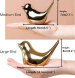 FANTESTICRYAN Small Birds Statues Home Decor, Modern Style, Gold, M&L | Ceramic Animal Figurines, Set of 2 Decorative Ornaments, For Living Room, Bedroom, Office Desktop, Cabinets, Coffee Bar - Image 5