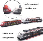 OTONOPI Toy Train Set High Speed Locomotive Engine Die Cast Model Car Sliding Linked Subway Bullet Train Set for Kids Pack of 3 - Image 3