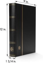 LIGHTHOUSE – “BASIC” Hard Cover Stockbook for Stamps - 64 Black Cardstock A4 Pages with Clear Strips and Double Linen Hinges - Black - Image 6