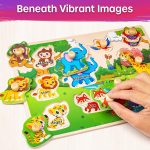 SYNARRY Wooden Puzzles for Toddlers 1-3, 6XSET Puzzles for Toddlers 2-4 with Rack, Learning Alphabet Number Animal Dinosaur Vehicle for Kids, Education Toys for 2 3 Years Boys Girls - Image 4