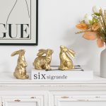 AOMOONOA Resin Gold Bunny Decor Rabbit Figurines, Small Easter Bunny Figurine Set of 3, Easter Rabbit Statues for Spring Tabletop Decor - Image 4