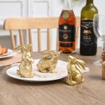 AOMOONOA Resin Gold Bunny Decor Rabbit Figurines, Small Easter Bunny Figurine Set of 3, Easter Rabbit Statues for Spring Tabletop Decor - Image 5