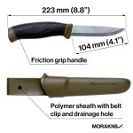 Morakniv Companion Fixed Blade Outdoor Knife with Stainless Steel Blade, 4.1-Inch, Military Green - Image 4