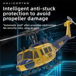RC ERA C032 UH-1 Huey Helicopter - Remote Control Helicopters for Adult, 1/48 Sacle 2.4G 6CH Gyro Stabilized Aircraft with Altitude Hold & Optical Flow,3D Stunt Drone (Yellow) - Image 5