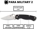 Spyderco Para Military 2 Folding Pocket Knife, PlainEdge | 8.26" Overall Length, 3.45" CPM S45VN Steel Blade, G-10 Handle, Compression, Full-Flat Grind - Image 5