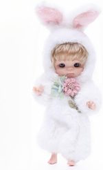 Reborn Baby Doll 10 Inch – Realistic Full Vinyl Bunny Girl with Blonde Hair & Purple Eyes – Soft Collectible Toy Gift for Girls - Image 3