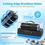 K4 Quiet Rock Tumbler Kit for Adults, 7LB Large Dual-Barrel | Professional Brushless Polisher with Noise-Reducing Cover, Complete Kit, STEM Gift For All Ages - Image 3