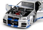 Jada Toys Fast & Furious Brian’s 2002 Nissan Skyline R34 Die-cast Car, 1:24 Scale, Silver & Blue - Image 4