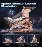 ROKR 3D Wooden Puzzles Space Shuttle-Dynamic Launch Base with Motorized Lift, LED Light Effects, 1:420 Scale Collectible Building Kit Airplane Wooden Puzzles Gift for Adults - Image 4