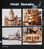 ROKR 3D Wooden Puzzles Space Shuttle-Dynamic Launch Base with Motorized Lift, LED Light Effects, 1:420 Scale Collectible Building Kit Airplane Wooden Puzzles Gift for Adults - Image 5