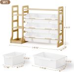 Toy Storage Organizer with Bookshelf for Kids – Wooden Toy Organizer with 3 Shelves & 9 Storage Bins, Extended Base, Playroom Nursery Bedroom Organization & Decor - Image 3