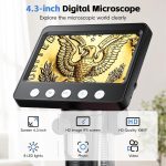 4.3" Digital Microscope for Adults, SKYEAR Coin Microscope 1000X Magnification with 8 Ajustable LED Fill Lights, USB Microscope for Windows/MacOS, Coin Collection Supplies-Black - Image 3