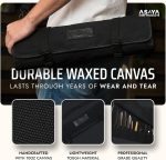 Asaya Waxed Canvas Chef Knife Roll Bag with 10 Slots and a Zipper Pocket - Professional Chef Knife Bag & Storage Case, with Shoulder Strap - Knives Not Included (Black) - Image 4