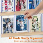 Sports Card Display Shelf for Wall, Holds 20 Trading Cards, 4PCS Wooden Card Holder for Baseball, Football, Basketball, and Graded Card Collection, Natural - Image 5