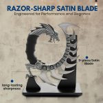 Rite Edge Dragon Spine Decorative Knife Set 8.5 Inch - Circular Dragon Design with Satin Blades, Zinc Alloy Handle, and Wooden Display Stand - Collector Knives for Men - Image 4
