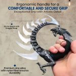 Rite Edge Dragon Spine Decorative Knife Set 8.5 Inch - Circular Dragon Design with Satin Blades, Zinc Alloy Handle, and Wooden Display Stand - Collector Knives for Men - Image 5