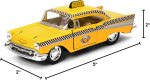 KiNSMART 1957 Chevy Bel Air Coupe Classic Taxi Cab 5" 1:40 Scale Die Cast Metal Model Toy Car - Image 4