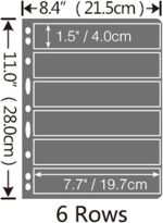 MUDOR Stamp Pages for Stamp Collection Album Binder Book, 10 Sheet 6 Rows | Stamp Sleeves 6 Pocket for Collectors ,Stamp Collecting Sheets Supplies - Image 4
