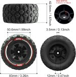 GOUPRC 12mm Hex RC Wheel Tires Set, 3.26 * 1.67 Inches 4PCS Swamp Claw Mud Terrain Tires Accessories for 1/14 1/16 RC Car Crawler Buggy Truck - Image 3