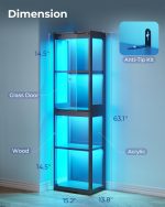 AODK Glass Display Cabinet with Glass Doors, Display Case with RGB Lights | Glass Display Shelf for Collectibles, 4-Tier Curio Cabinet for Small Spaces, Corner, Black - Image 3