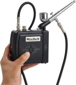 MEEDEN Airbrush Kit with Air Compressor, 12 Colors Acrylic Paint, Dual Action Air Brush Spray Gun with 0.5mm Nozzle & Cleaning Set - Ideal for Painting, Nails Art, Model Making & DIY - Black - Image 3