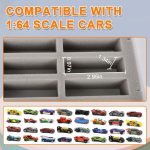 Xuerdon Toy Car Storage Case with 32 Foam Slots for Hot Wheels/for Matchbox | 1:64 Transparent Display Case for Car, Kids and Collectors, Carry or Wall Mount, Removable Foam, Box Only - Image 3