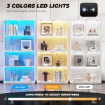 BROTTAR Rounded Display Cabinet with Glass Door, 4-Tier Curio Cabinet,White | Transparent Full-Display Surface for Collectibles, Glass Display Case with 3 Color Lights, Human Body Sensor - Image 4