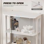 BROTTAR Rounded Display Cabinet with Glass Door, 4-Tier Curio Cabinet,White | Transparent Full-Display Surface for Collectibles, Glass Display Case with 3 Color Lights, Human Body Sensor - Image 6