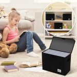 Comic Book Storage Box 15.8" X 7.8" X 11.8", Collapsible Holds 160-180 Comic Book Organizer Heavy Duty Bin Container Holder Shelf (Black) - Image 6