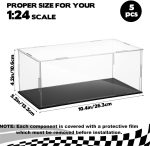 5 PCS Acrylic Display Case for 1: 24 Scale Clear Display Boxes with Plastic Base, Model Showcase & Storage Organizer - Image 4