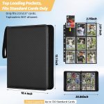 GERMUN 9 Pocket Trading Card Binder,720 Cards,40 Top-Loading Pages, Double Sided Pockets PU Cover Zipper Collection Album Folder for Standard MTG, TCG, Sports Cards(Black) - Image 3