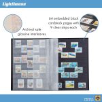 LIGHTHOUSE – “BASIC” Hard Cover Stockbook for Stamps - 64 Black Cardstock A4 Pages with Clear Strips and Double Linen Hinges - Green - Image 4