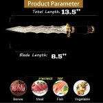 custom Hand Made Damascus Steel Collectible wavy dagger Knife Handle bull horn with Brass Inserts (Black) - Image 8