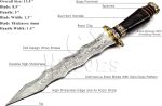 custom Hand Made Damascus Steel Collectible wavy dagger Knife Handle bull horn with Brass Inserts (Black) - Image 9