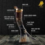 FENRIR Viking Drinking Horn With Stand 16 oz – Gifts for Men, Dad, Husband – Natural Ox Horn Cup with Thor Bottle Opener & Leather Holster – For Beer, Ale, Mead - Image 4