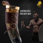 FENRIR Viking Drinking Horn With Stand 16 oz – Gifts for Men, Dad, Husband – Natural Ox Horn Cup with Thor Bottle Opener & Leather Holster – For Beer, Ale, Mead - Image 5