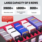 ZLCA Trading Card Storage Box 5-Row with Handle, MTG Storage Box | Holds 3900+ Cards with Commander Display, Top Loaders Organizer Case for TCG PTCG Sport Card(Black&Red) - Image 3